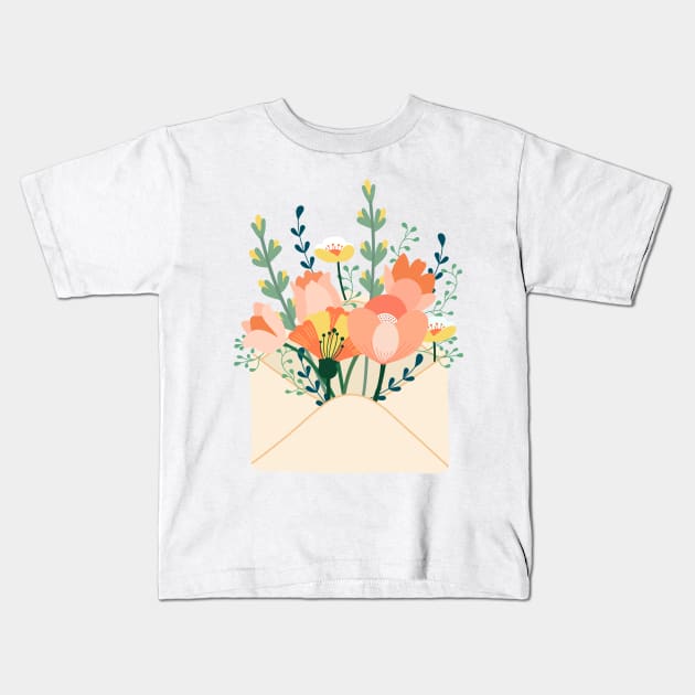a bouquet of flowers in a Greeting card Kids T-Shirt by choiyoojin